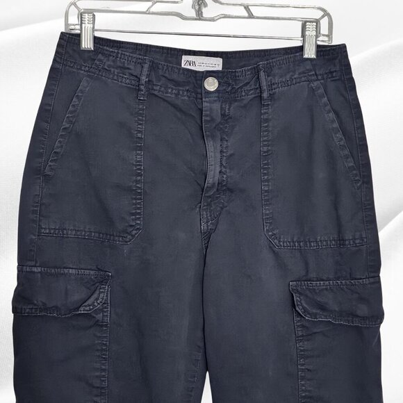2/$30 Zara Black Cargo Pants Size 8 Casual Utility Style - Picture 2 of 6